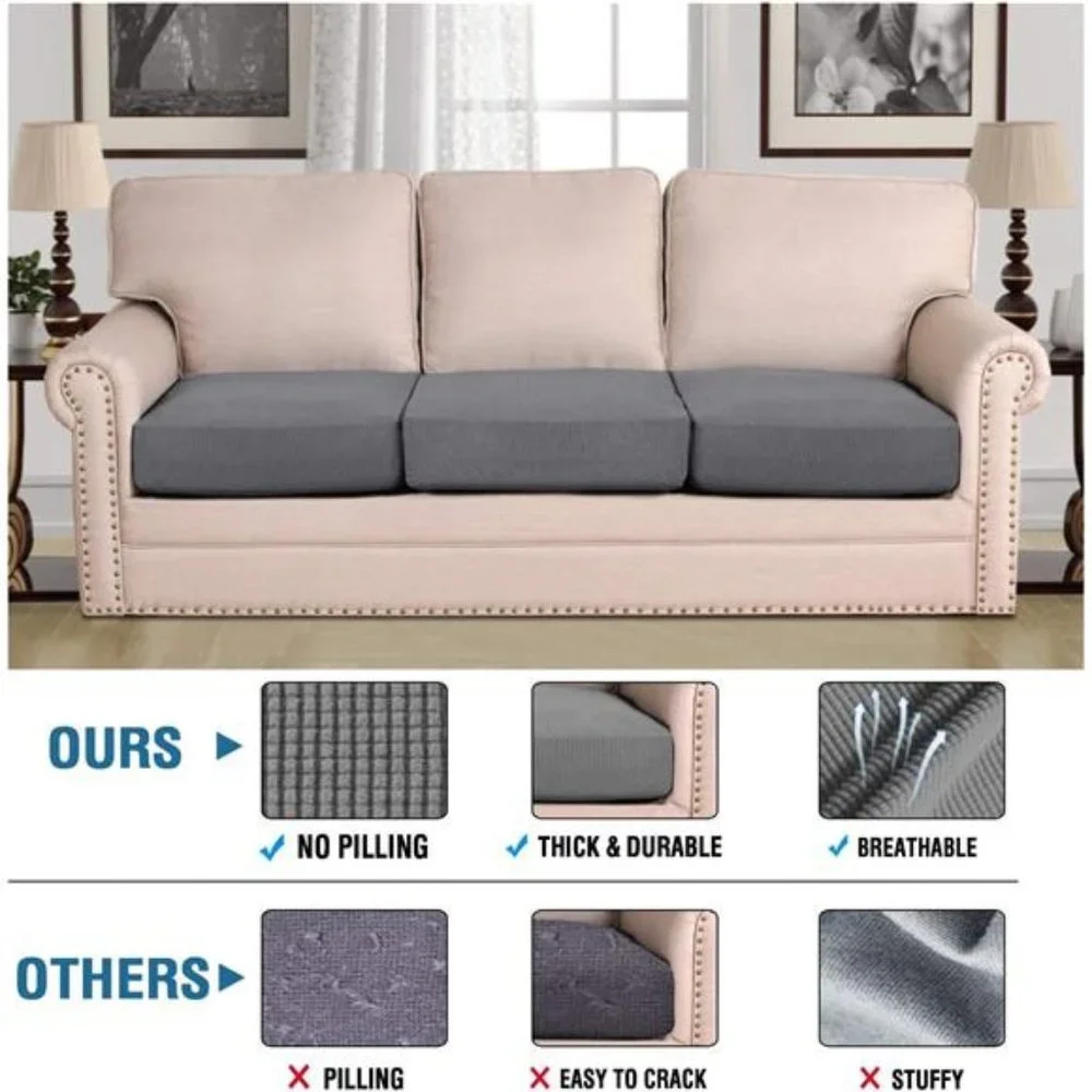 Super Stretch Individual Seat Couch Slipcover Sets Thick Jacquard Textured Twill